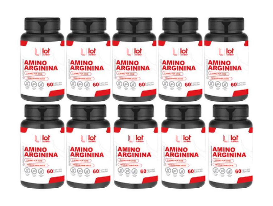 Lot Nutrition Kit 10un Arginina 2000mg 60 cápsulas sem Sabor
