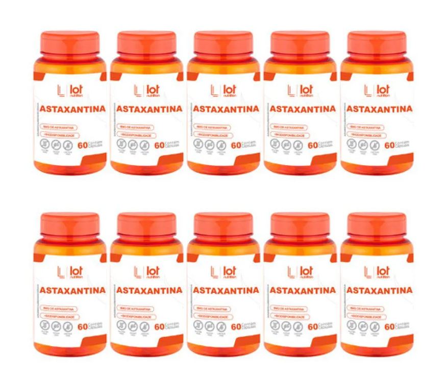 Lot Nutrition Kit 10un Astaxantina 6mg 60 cápsulas Antioxidante Premium S sem Sabor