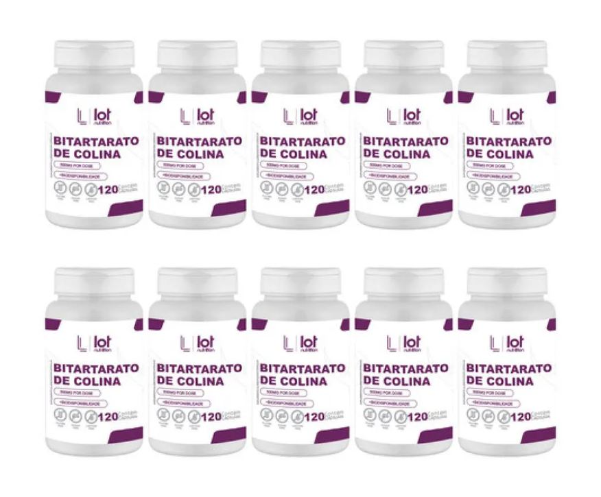Lot Nutrition Kit 10un Bitartarato de Colina 450mg 120 cápsulas sem Sabor