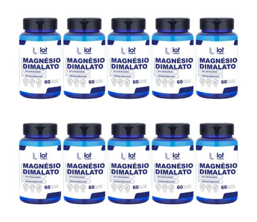 Lot Nutrition Kit 10un Magnésio Dimalato 600mg 60 cápsulas sem Sabor