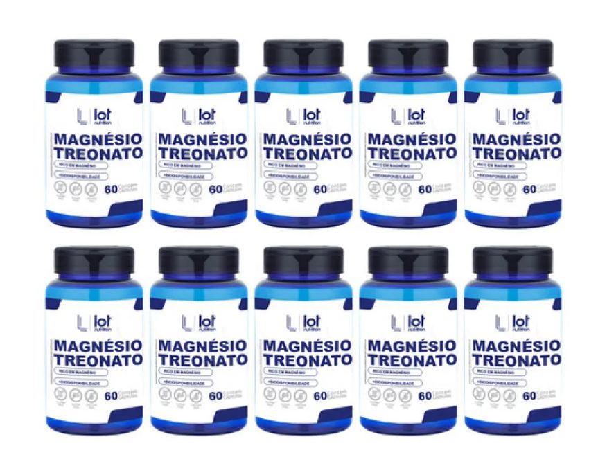 Lot Nutrition Kit 10un Magnésio Treonato 450mg 60 cápsulas sem Sabor