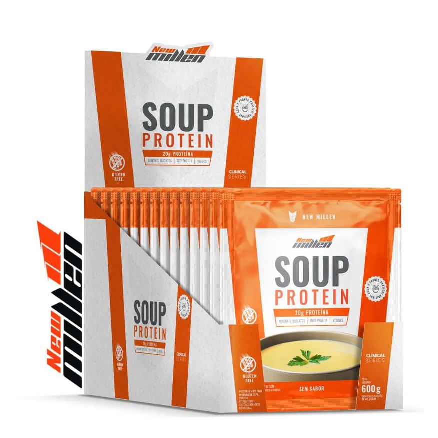 New Millen Caixa 15 Unidades - Sopa Protein Sache (40g) - Sem Sabor