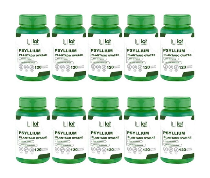 Lot Nutrition Kit 10un Psyllium 500mg 120 cápsulas sem Sabor