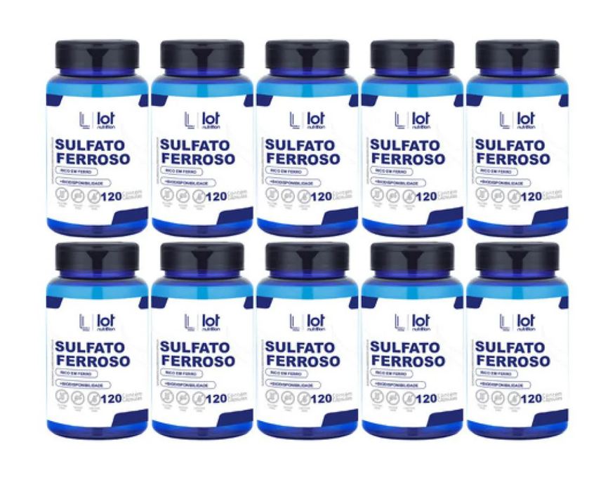 Lot Nutrition Kit 10un Sulfato Ferroso 30mg 120 cápsulas sem Sabor