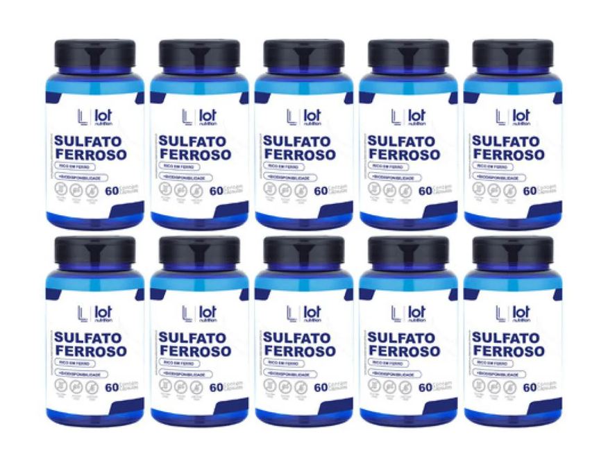 Lot Nutrition Kit 10un Sulfato Ferroso 30mg 60 cápsulas sem Sabor