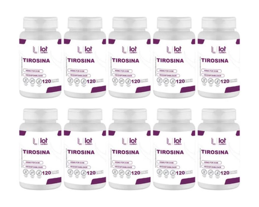 Lot Nutrition Kit 10un Tirosina 400mg 120 cápsulas sem Sabor
