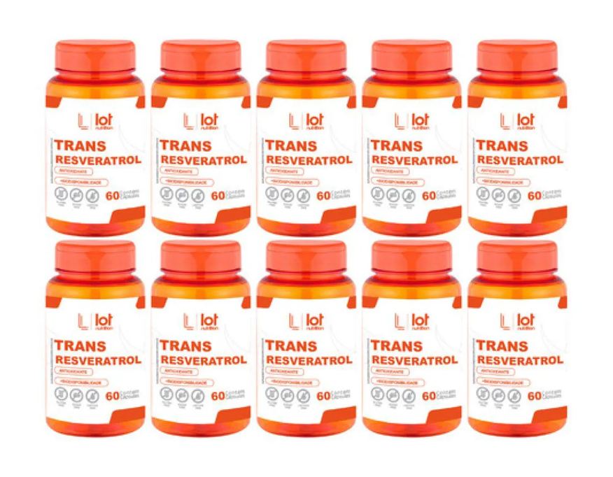 Lot Nutrition Kit 10un Trans Resveratrol 30mg 60 cápsulas sem Sabor