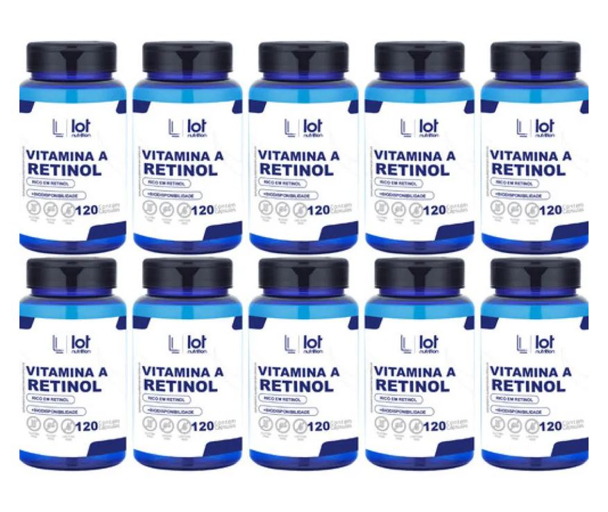 Lot Nutrition Kit 10un Vitamina A 1.000mcg 120 cápsulas sem Sabor