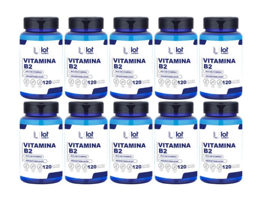 Lot Nutrition Kit 10un Vitamina B2 Riboflavina 120 cápsulas sem Sabor