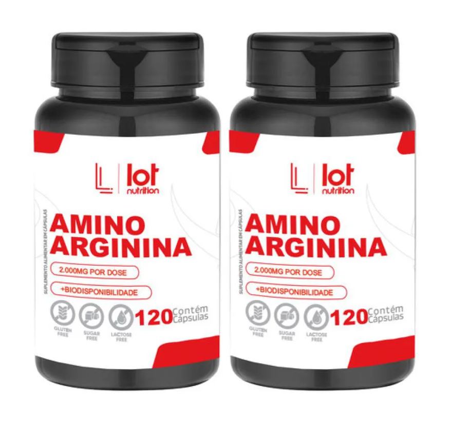 Lot Nutrition Kit 2un Arginina 2000mg 120 cápsulas Vasodilatação Força Mu sem Sabor