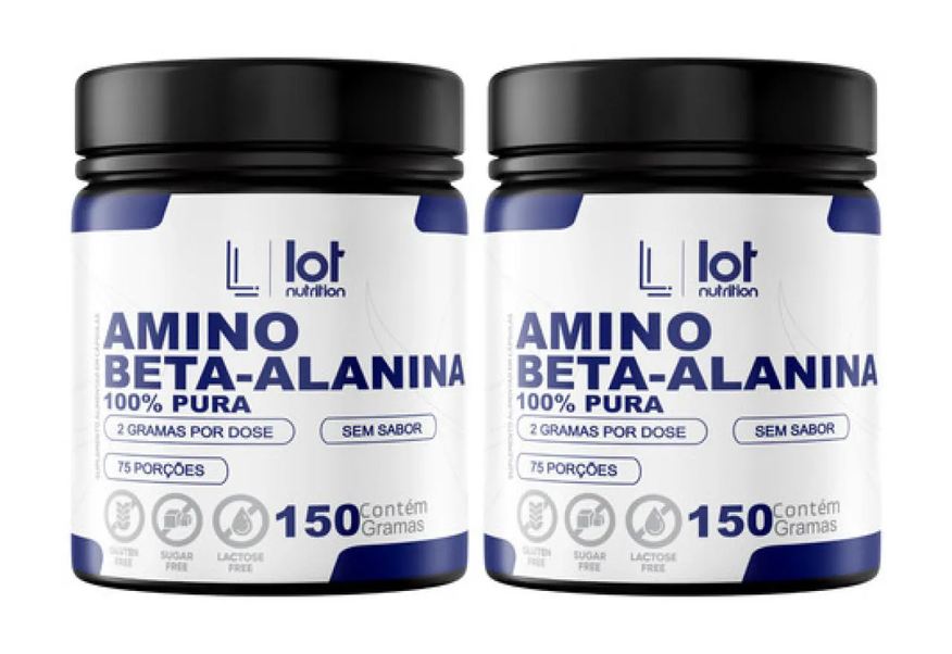 Lot Nutrition Kit 2un Beta Alanina 150g Energia Duradoura Treino de Perfo sem Sabor