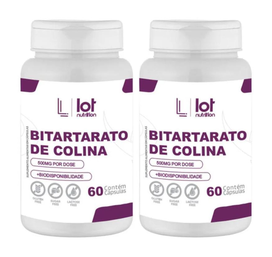 Lot Nutrition Kit 2un Bitartarato de Colina 450mg 60 cápsulas sem Sabor