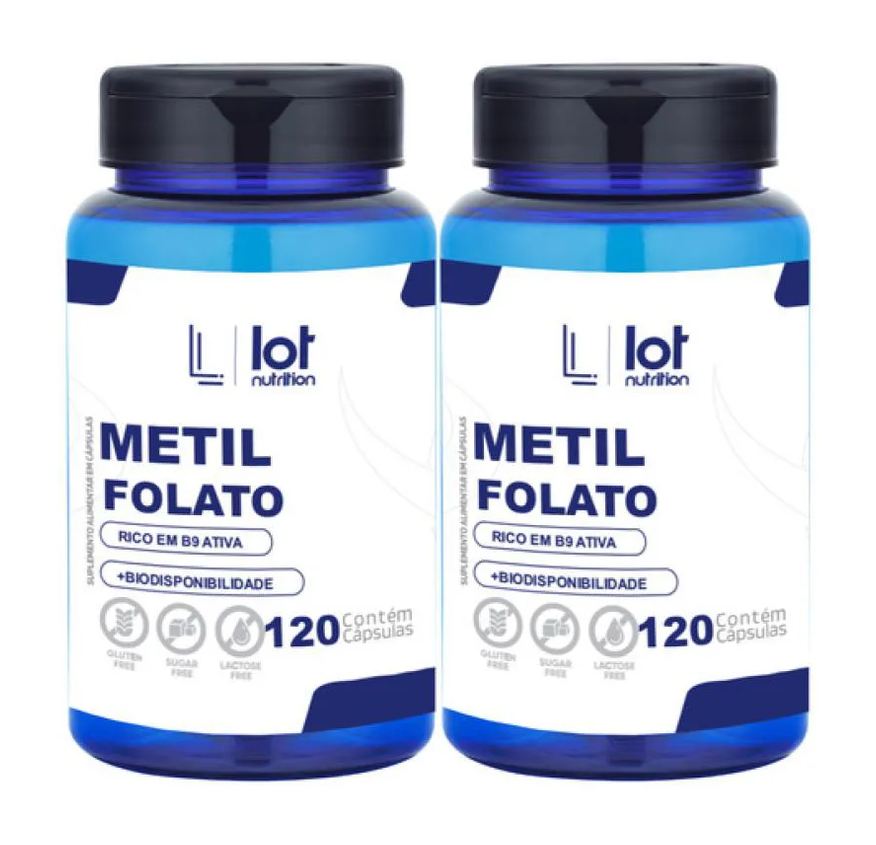 Lot Nutrition Kit 2un Metilfolato 120 cápsulas Ácido Fólico sem Sabor