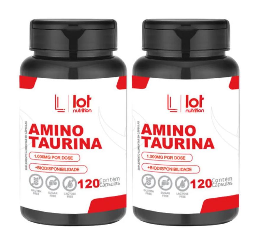 Lot Nutrition Kit 2un Taurina 1000mg 120 cápsulas sem Sabor