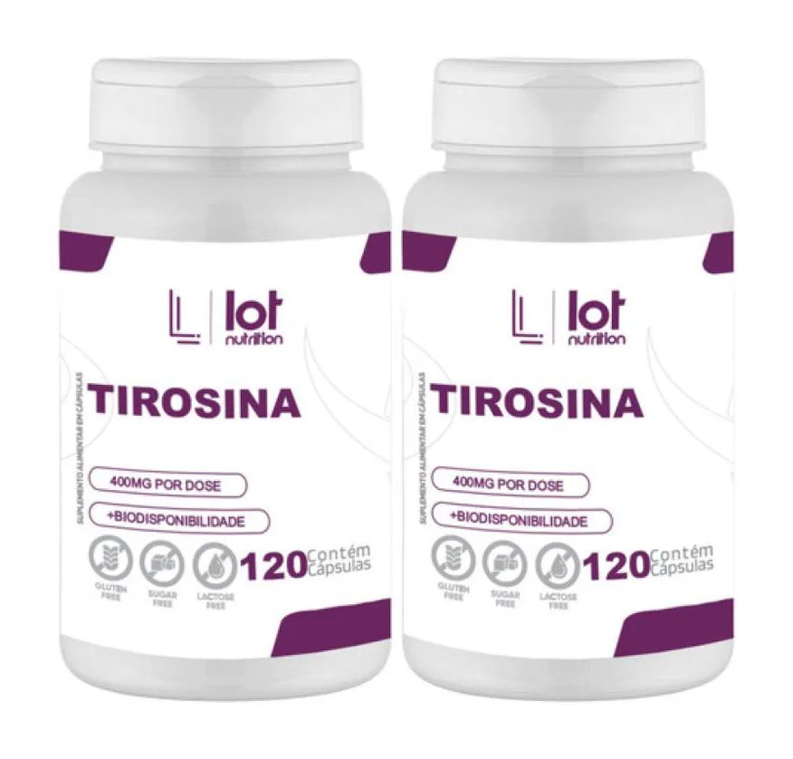 Lot Nutrition Kit 2un Tirosina 400mg 120 cápsulas sem Sabor