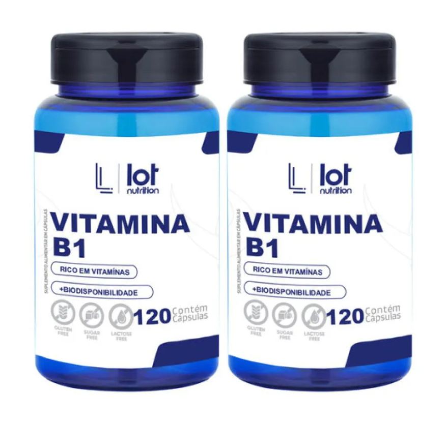 Lot Nutrition Kit 2un Vitamina B1 Tiamina 120 cápsulas sem Sabor