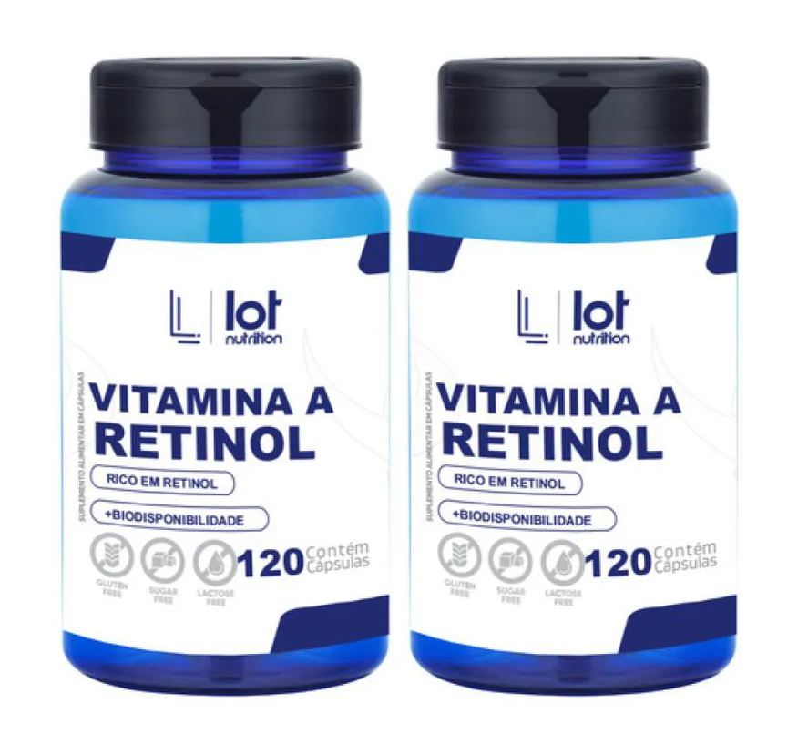 Lot Nutrition Kit 2un Vitamina A 1.000mcg 120 cápsulas sem Sabor