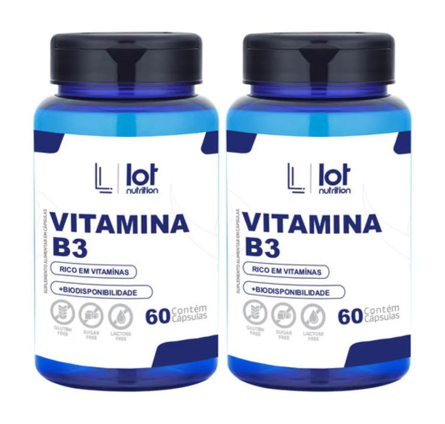 Lot Nutrition Kit 2un Vitamina B3 Niacina 60 cápsulas sem Sabor