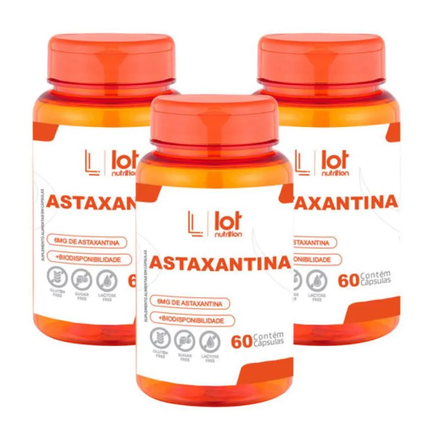 Lot Nutrition Kit 3un Astaxantina 6mg 60 cápsulas sem Sabor