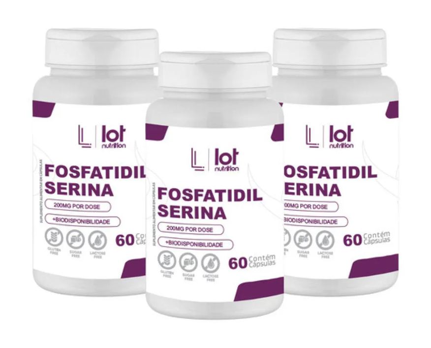 Lot Nutrition Kit 3un Fosfatidilserina 200mg 60 cápsulas sem Sabor