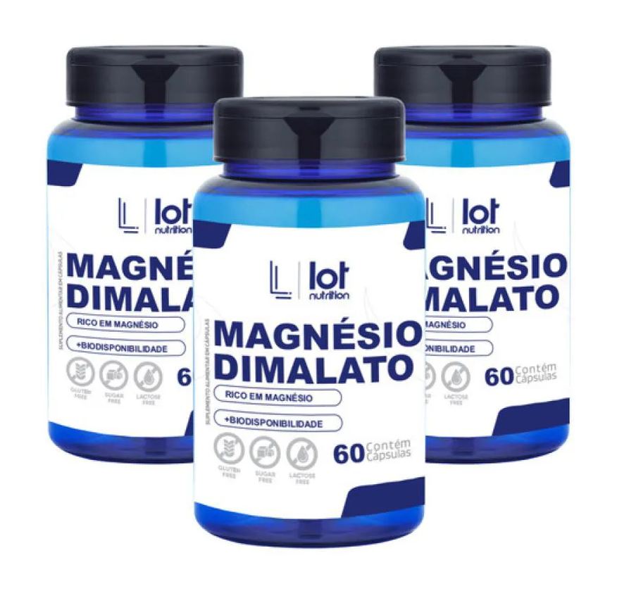 Lot Nutrition Kit 3un Magnésio Dimalato 600mg 60 cápsulas sem Sabor