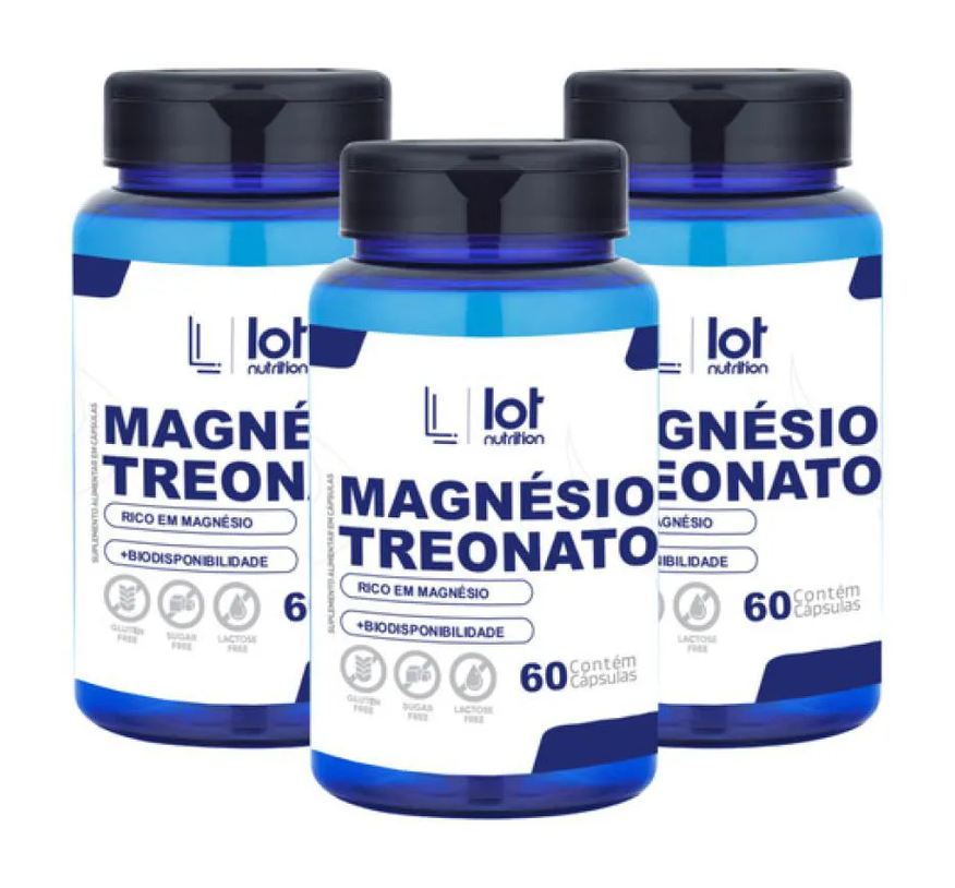 Lot Nutrition Kit 3un Magnésio Treonato 450mg 60 cápsulas sem Sabor