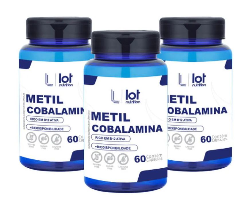 Lot Nutrition Kit 3un Metilcobalamina 60 cápsulas B12 sem Sabor