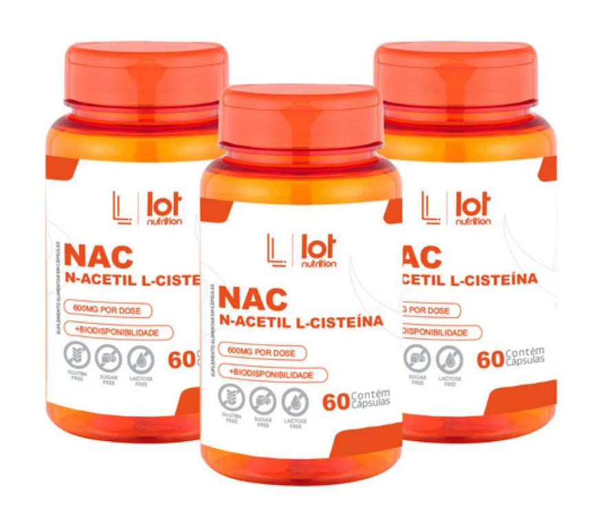 Lot Nutrition Kit 3un Nac 600mg 60 cápsulas sem Sabor