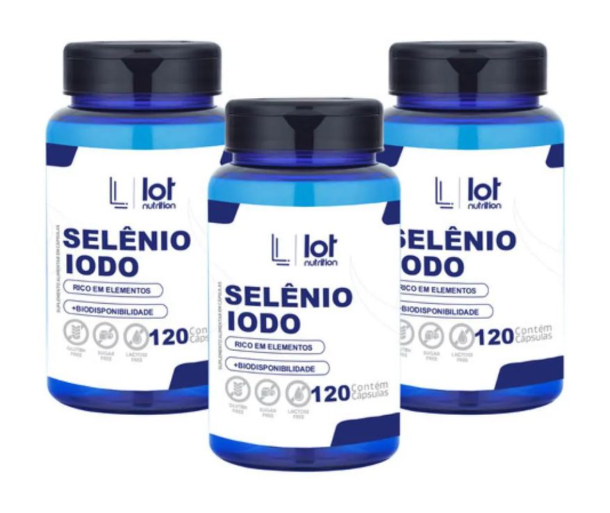 Lot Nutrition Kit 3un Selênio 300mcg + Iodo 900mcg 120 cápsulas sem Sabor