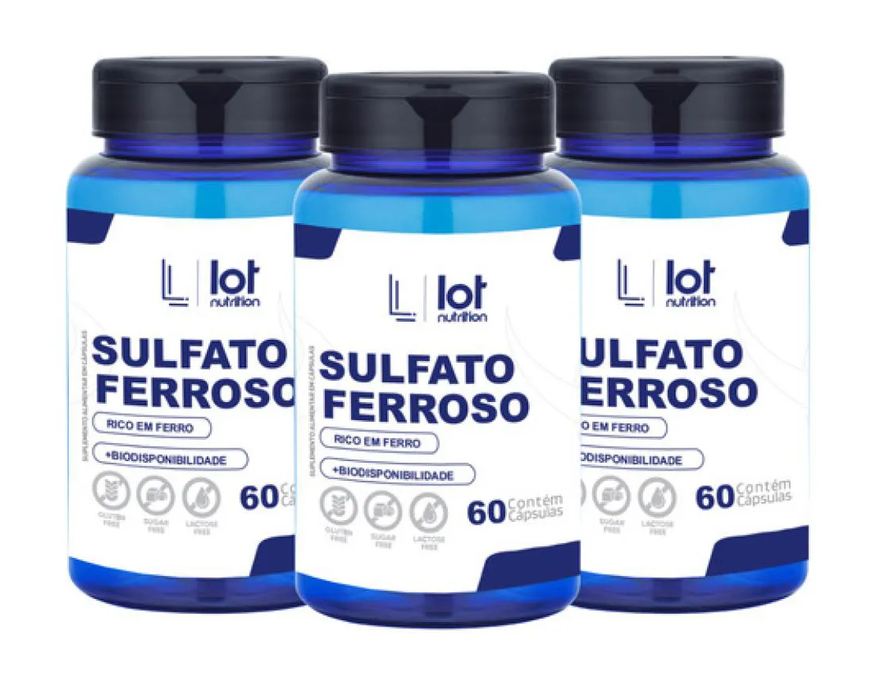 Lot Nutrition Kit 3un Sulfato Ferroso 30mg 60 cápsulas sem Sabor