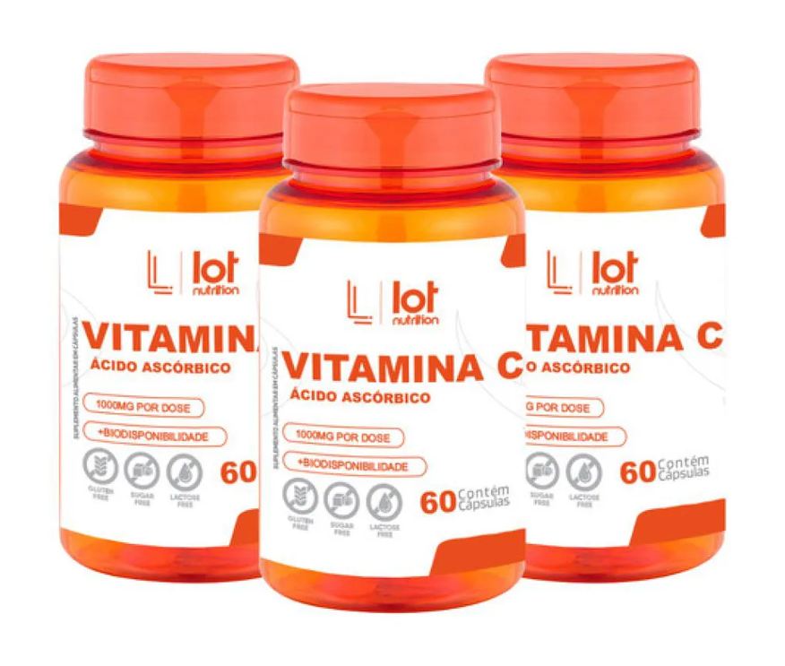 Lot Nutrition Kit 3un Vitamina C 1.000mg 60 cápsulas sem Sabor