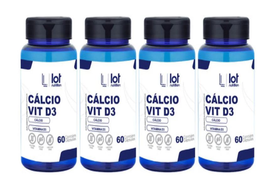 Lot Nutrition Kit 4un Cálcio 600mg Vit D3 2.000ui 60 cápsulas sem Sabor