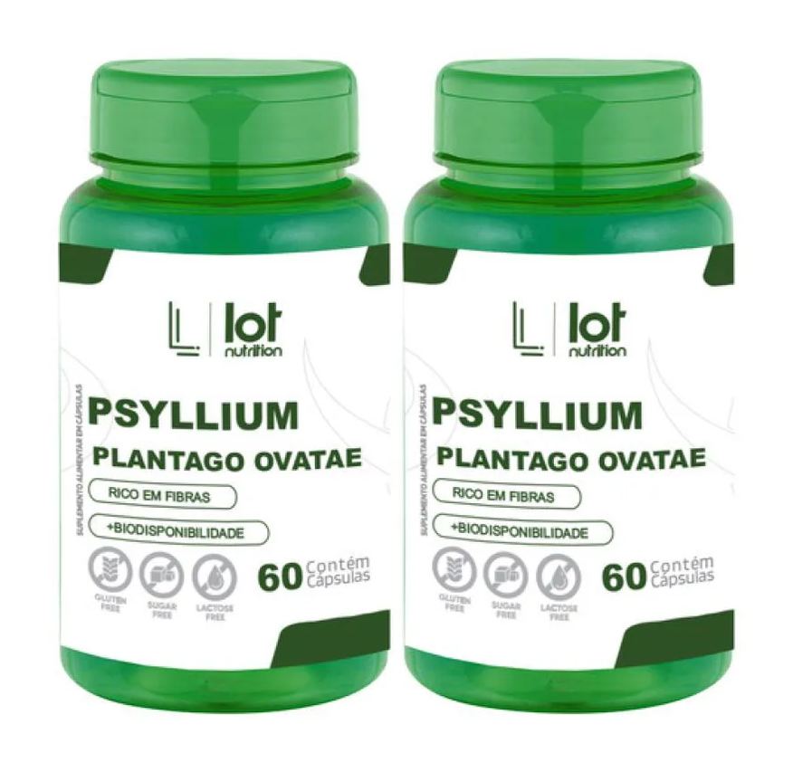 Lot Nutrition Kit 2un Psyllium 500mg 60 cápsulas sem Sabor