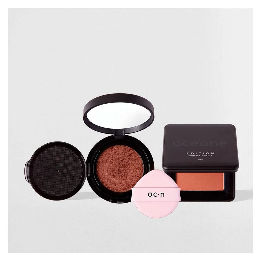 Océane Kit Base Líquida Cushion 70 + Pó Compacto Mocha Edition (2 Produtos)