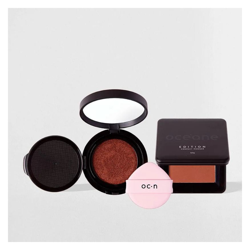 Océane Kit Base Líquida Cushion 80 + Pó Compacto Toffee Edition (2 Produtos)