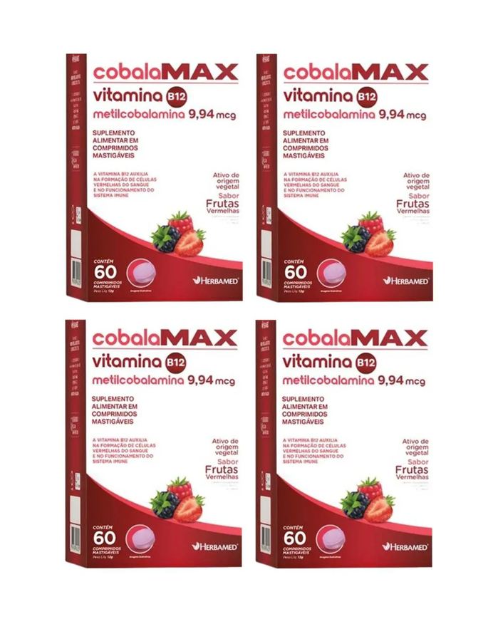 Herbamed KIT 4 COBALAMAX VIT B12 9,94 MCG 60 COMP MASTIGáVEIS