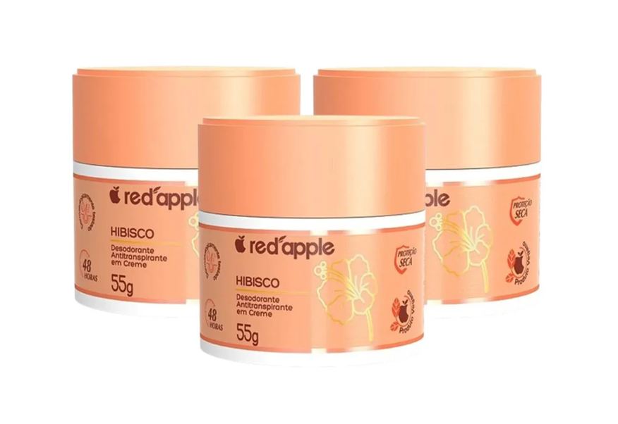 Red Apple Kit 3 Desodorante Antitranspirante Creme Hibisco