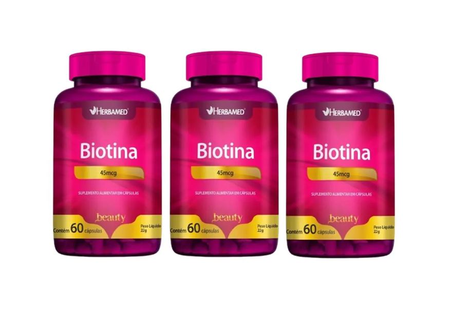 HERBAMED KIT 3 SUPLEMENTO ALIMENTAR BIOTINA 45MCG C/60 Cápsulas