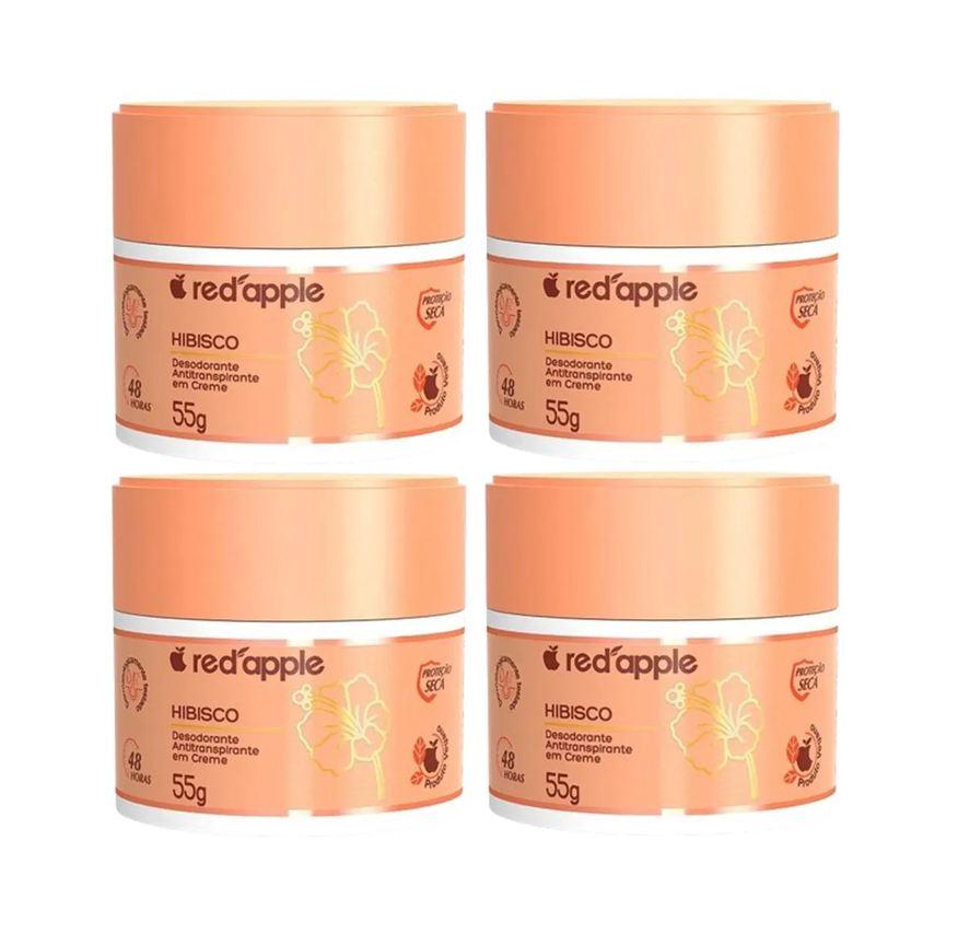 Red Apple Kit 4 Desodorante Antitranspirante Creme Hibisco