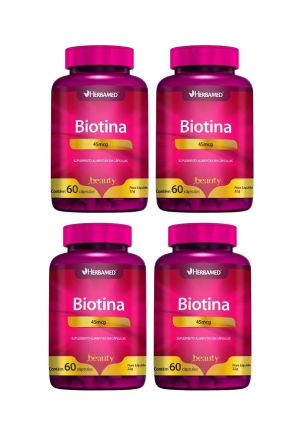 Herbamed Kit 4 Suplemento Alimentar Biotina 45mcg C/60 cápsulas