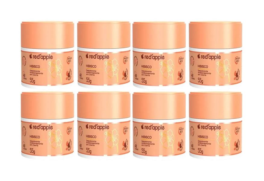 Red Apple Kit 8 Desodorante Antitranspirante Creme Hibisco