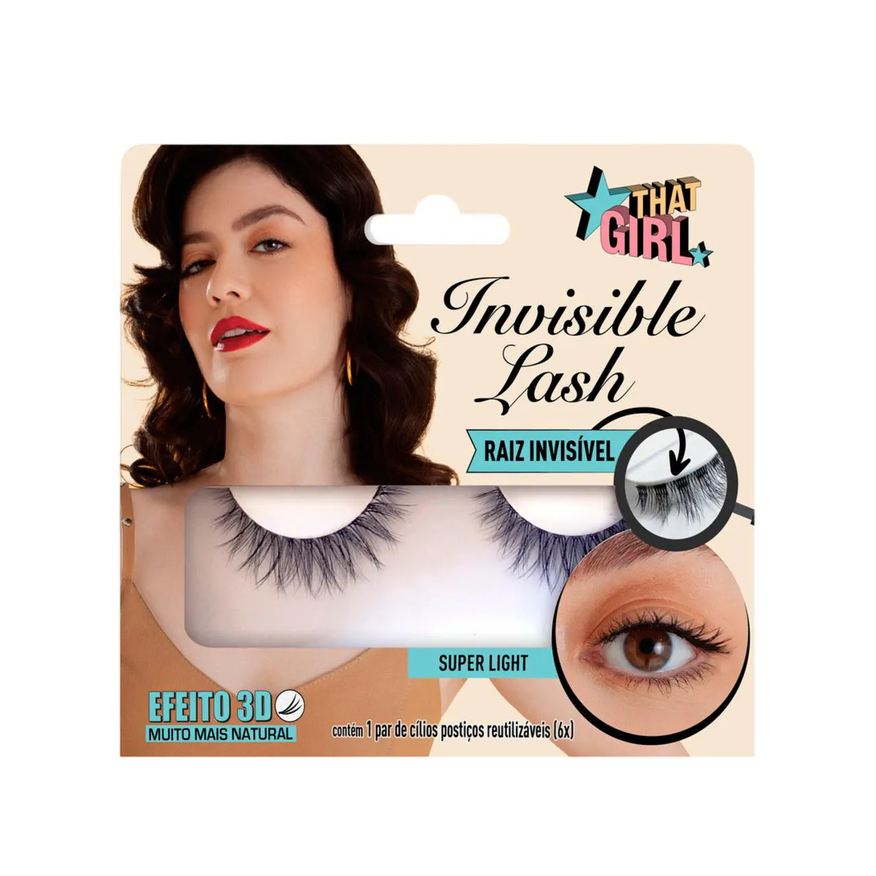 Postiços Cílios That Girl Invisible Lash 3D Super Light com 1 par