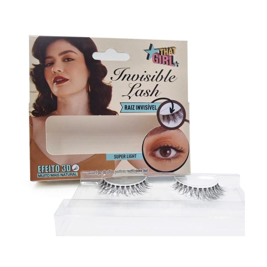 Postiços Cílios That Girl Invisible Lash 3D Super Light com 1 par