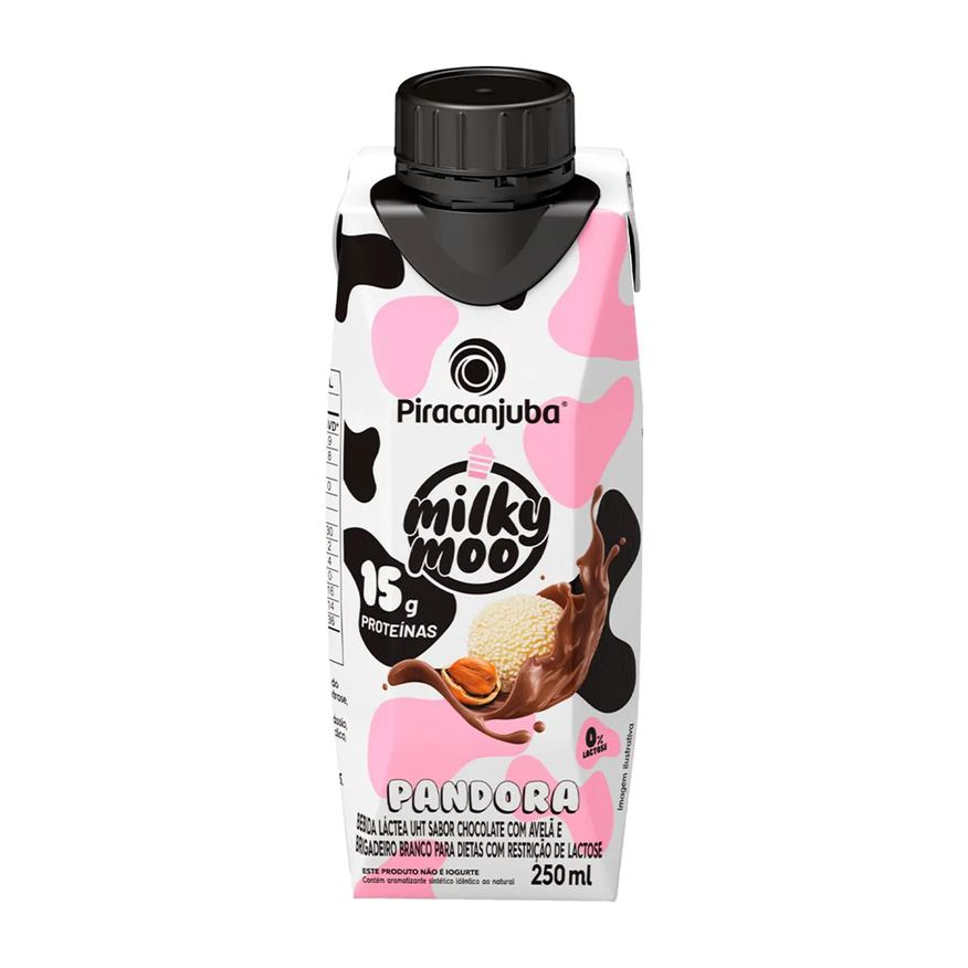 Piracanjuba Bebida Láctea Proteica Milky Moo 15g Proteínas Zero Lactose Pandora 250ml