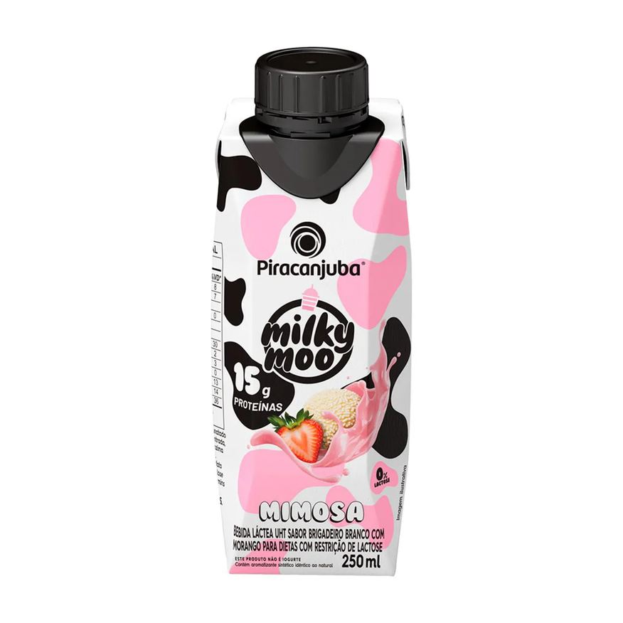 Piracanjuba Bebida Láctea Proteica Milky Moo 15g Proteínas Zero Lactose Mimosa 250ml