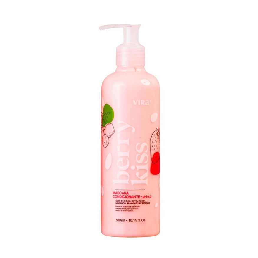 Virá Cosméticos Máscara de Cabelo Hidratante Berry Kiss Frutas Vermelhas 300ml