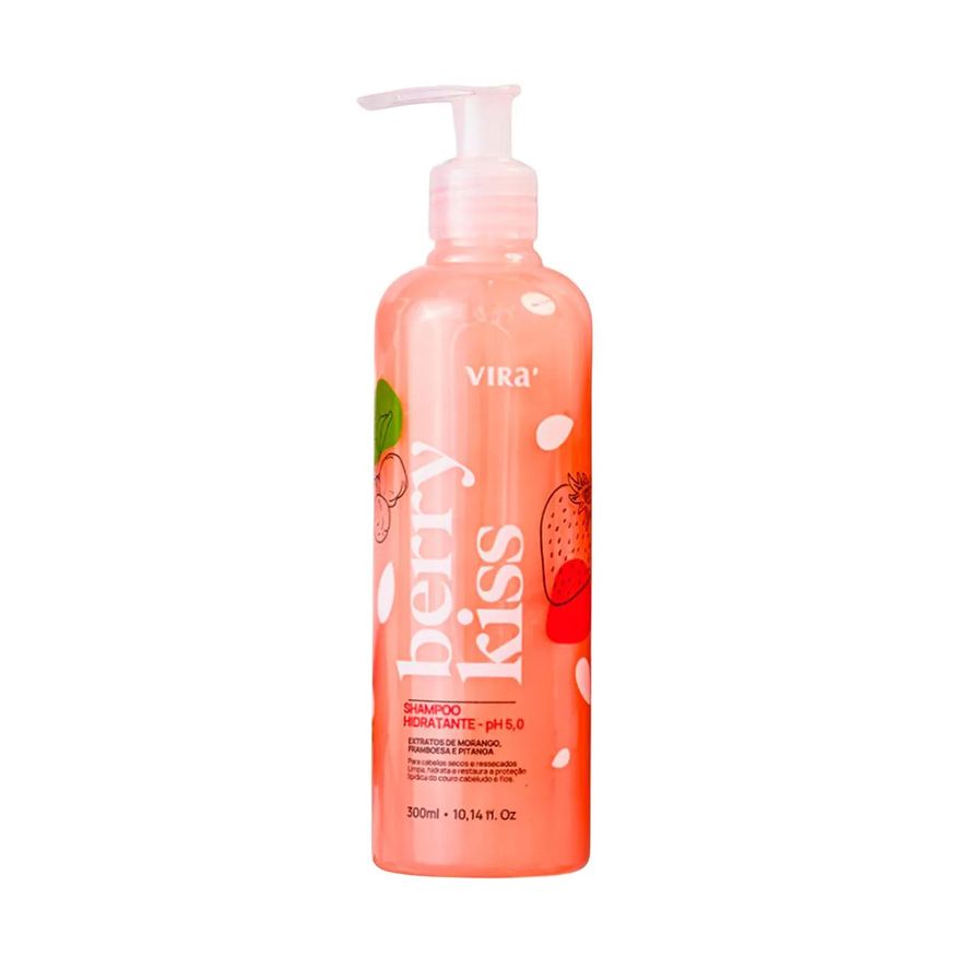 Virá Cosméticos Shampoo Berry Kiss Hidratante Frutas Vermelhas 300ml