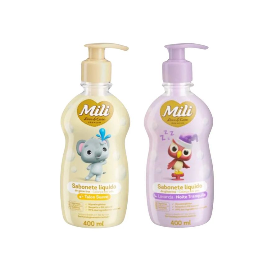 Mili Kit C2 Sabonete Liquido Lavanda e Talco - Mili