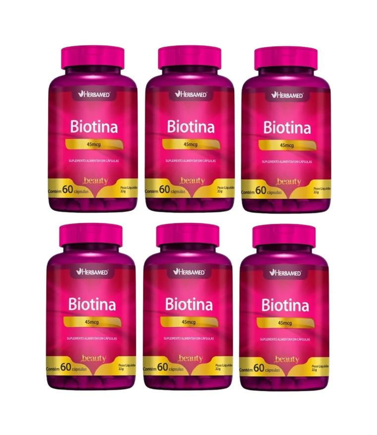 herbamed Kit 6 Suplemento Alimentar Biotina 45mcg C/60 cápsulas