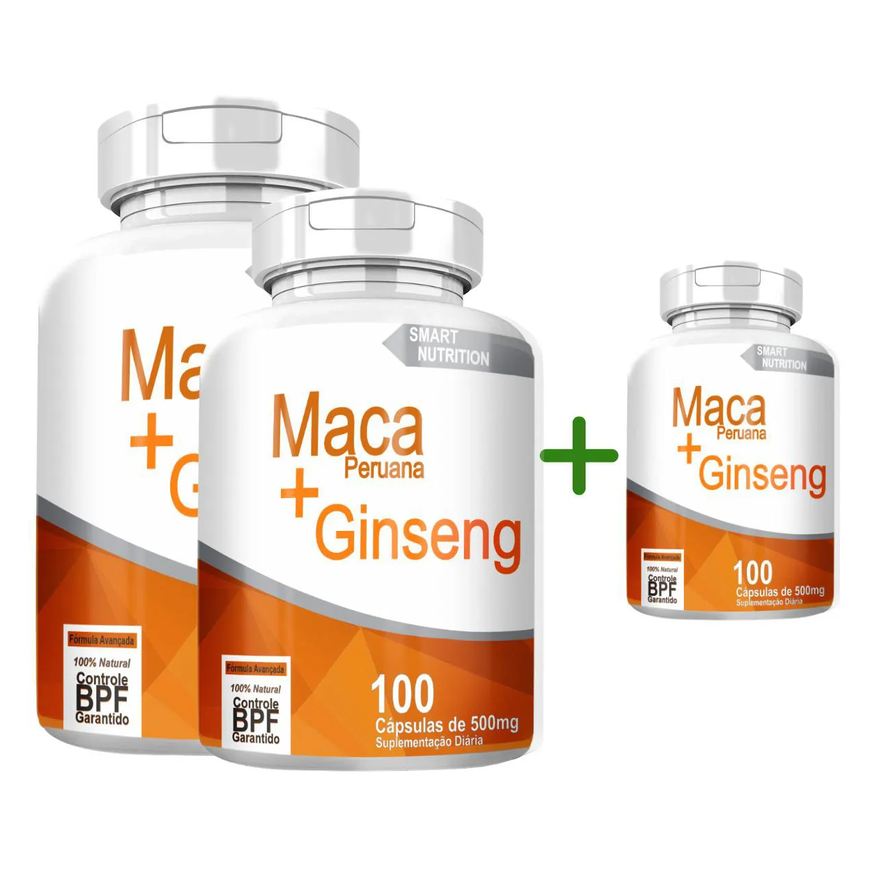 4Elementos Maca Peruana com Ginseng Compre 2 Leve 3 com Total de 300 cápsulas